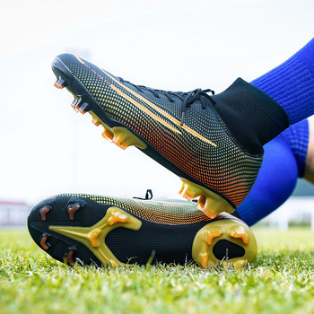 Външни черни златни футболни обувки Мъжки бутли Дишащи високи чорапи Маратонки Шипове Обувки Мъжки спортни футболни chaussure de foot