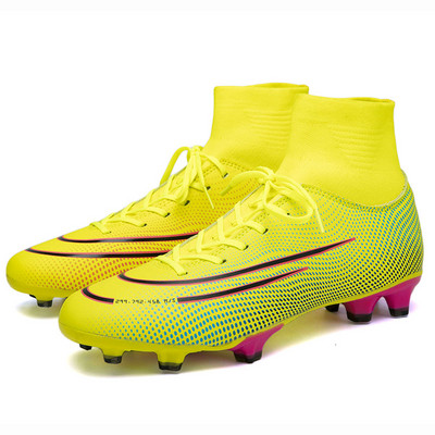 Āra Melns Zelta Futbola Zābaki Vīriešu Kronšteini Elpojošas Augstas zeķes Kurpes Smailes Apavi Vīriešu Sports Futbols Chaussure de foot