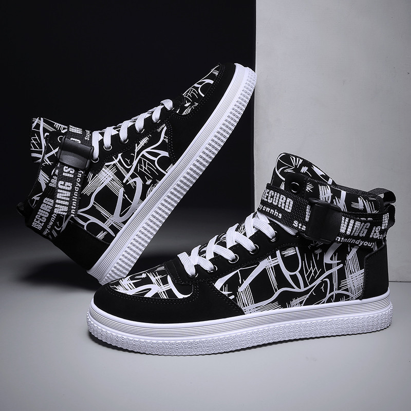 Марка Мъжки високи ежедневни обувки за скейтборд Модерни момчета Нехлъзгащи се спортни обувки Удобни тренировки на открито Спортни обувки за тенис