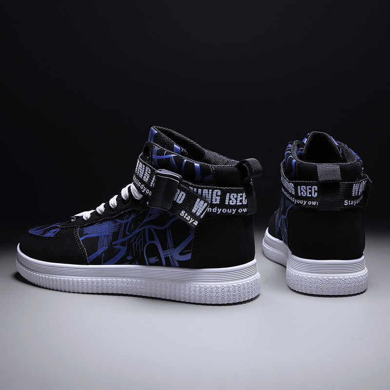 Марка Мъжки високи ежедневни обувки за скейтборд Модерни момчета Нехлъзгащи се спортни обувки Удобни тренировки на открито Спортни обувки за тенис