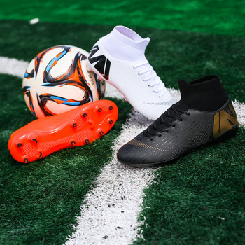 Μόδα πορτοκαλί ανδρικά ψηλά μποτάκια ποδοσφαίρου Ποδοσφαιρικά σίτες Υπέρελαφρα παπούτσια από τύρφη Spikes Outdoor αθλητικά παπούτσια ποδόσφαιρο ποδοσφαίρου Ανδρικά Μέγεθος 35-44