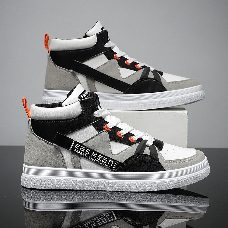 Márka Unisex gördeszkacipők Férfi magas szárú tornacipők Divatos fiúk légáteresztő teniszcipők ifjúsági kényelmes csúszásmentes sportcipők