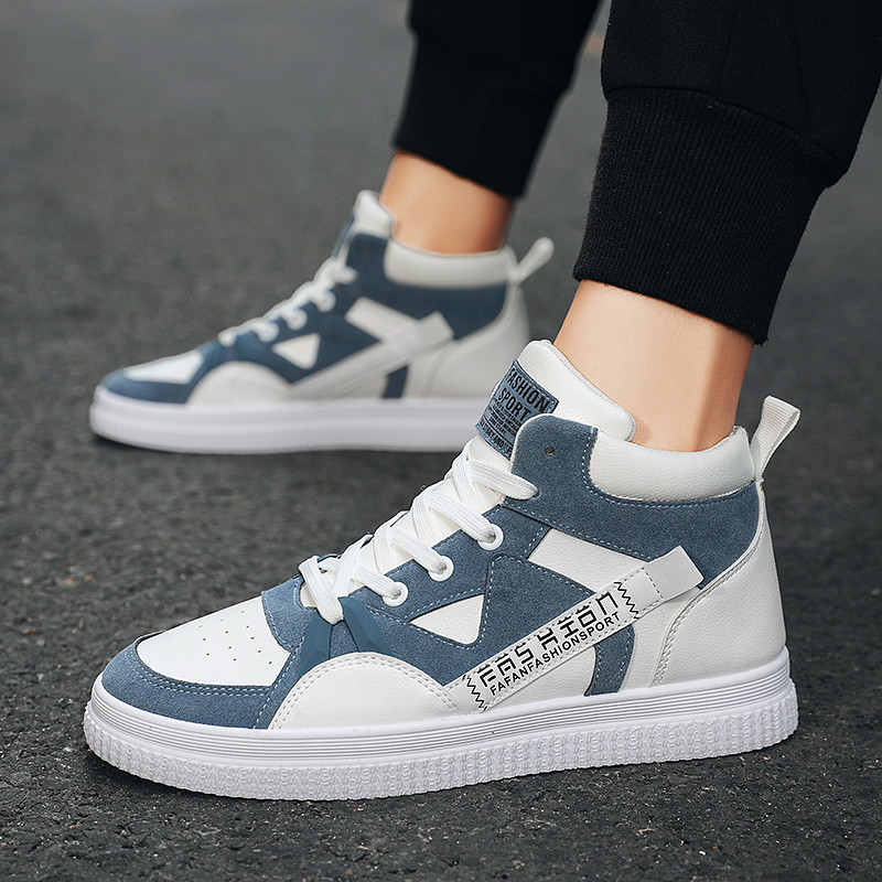 Márka Unisex gördeszkacipők Férfi magas szárú tornacipők Divatos fiúk légáteresztő teniszcipők ifjúsági kényelmes csúszásmentes sportcipők