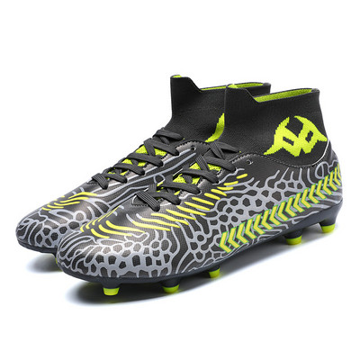 2023. gada pelēka apdruka Vīriešu futbola apavi komfortabli elpojoši vīriešu futbola apavi Unisex augstas augšdaļas futbola apavi Chaussure De Football