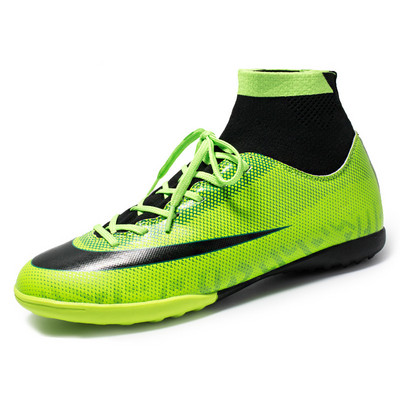 2022 Szabadtéri gyerek focicipő magas bokával férfi futballcipő futballkapcsok könnyű futsal cipők férfi zapatillas futbol