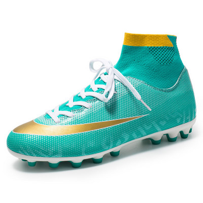 2022 Szabadtéri gyerek focicipő magas bokával férfi futballcipő futballkapcsok könnyű futsal cipők férfi zapatillas futbol