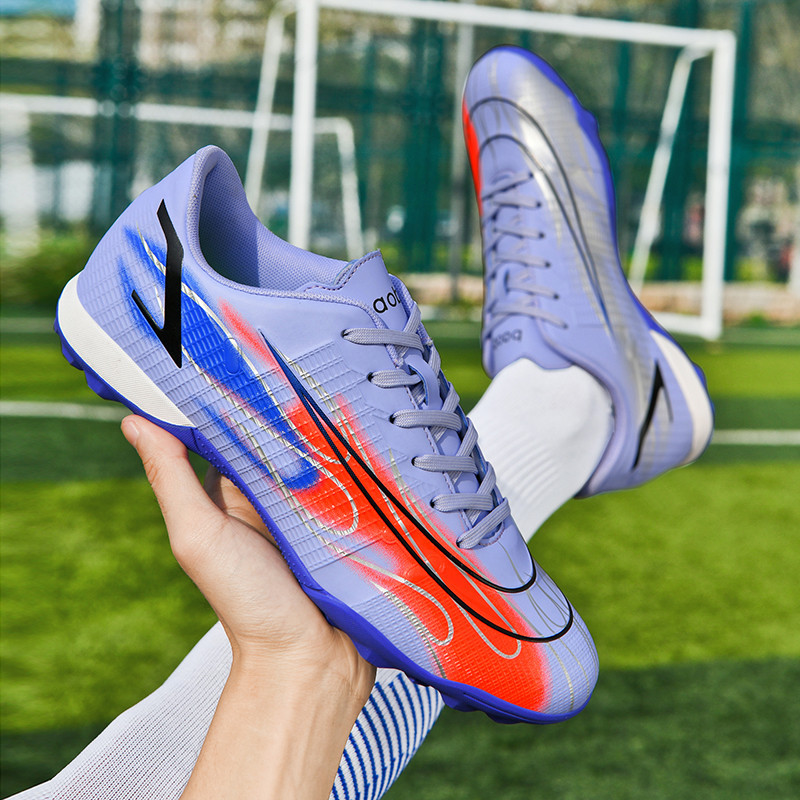 Új lila professzionális futballcipők női FG/TF Futsal terem futballcipő férfi edzőcipő kültéri fűkapcsok tornacipők