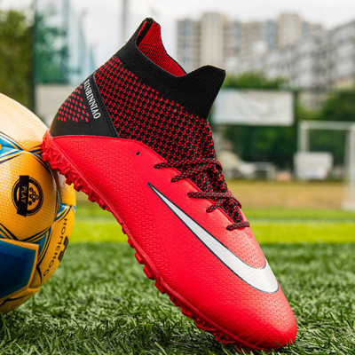 Pletene crvene unisex tenisice za futsal Muške čarape Nogometne kopačke Muške profesionalne sportske tenisice protiv klizanja na otvorenom Muške nogometne tenisice
