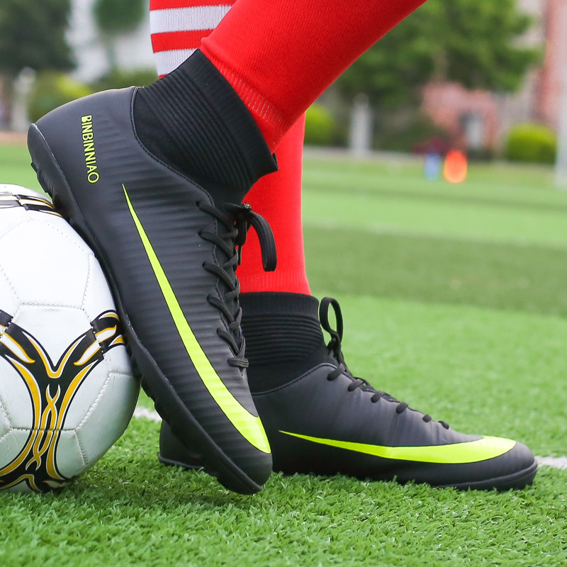 Turf Black Vyriški Futbolo Batai Vaikiški Apkabos Treniruotės Futbolo Batai Aukštakulniai Sportiniai Sneakers Dydis 35-45 Zapatos