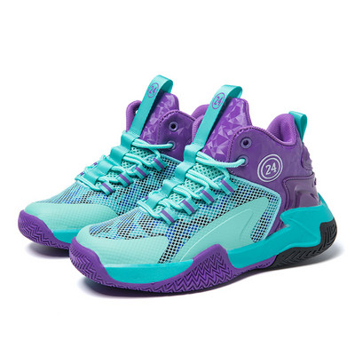 Karstā izpārdošana Basketbola apavi bērniem Pretslīdēšanas triecienu absorbējoši zēniem Meiteņu kedas skriešanas apavi ar augstu augšdaļu elpojoši