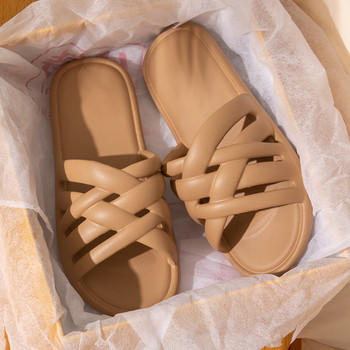 Пролетни дамски обувки Плоски нови летни дамски вътрешни домашни дамски плетени чехли Неплъзгащи се домашни обувки