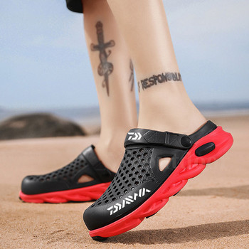 Daiwa Летни мъжки външни чехли Ежедневни неплъзгащи се дишащи плажни сандали Бързосъхнещи леки издълбани риболовни обувки