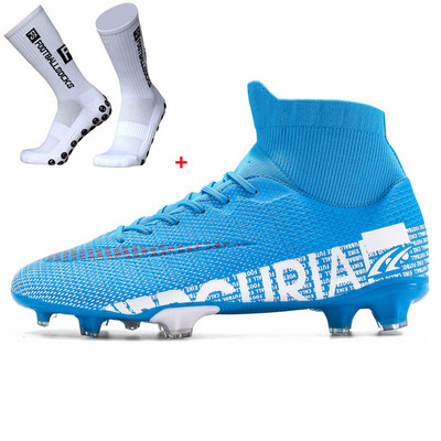 ZHENZU 30-45-ös méret kültéri férfi fiú focicipő TF/FG futballcipő magas bokával gyerek kapcsok edző sportcipők