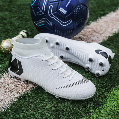 ZHENZU Meeste Poiste Jalgpallijalatsid Valged Mustad Jalgpallisaapad Kõrge pahkluu Laste Klambrid Treening Sporditossud Suurus Eu 35-44