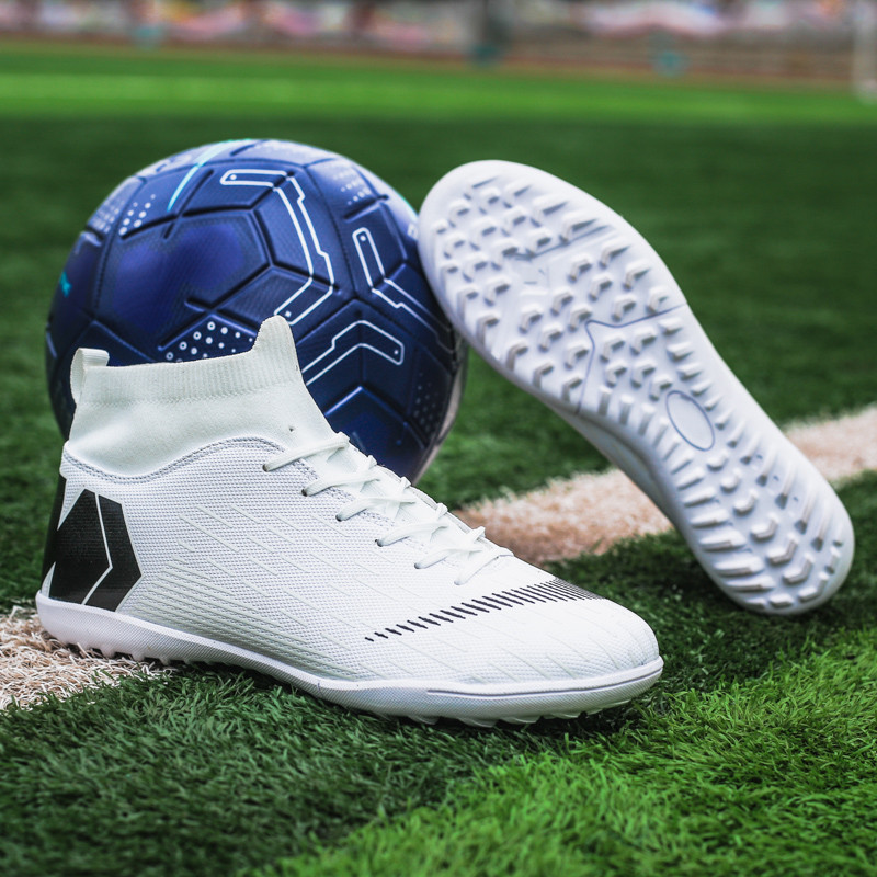 ZHENZU Meeste Poiste Jalgpallijalatsid Valged Mustad Jalgpallisaapad Kõrge pahkluu Laste Klambrid Treening Sporditossud Suurus Eu 35-44