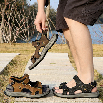 Мъжки сандали от естествена кожа за мъже размер 46 Нови мъжки сандали Летни външни ежедневни леки плажни сандали Модни мъжки обувки