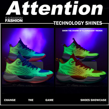 TopFight 2023 Флуоресцентен дизайн Мъжки баскетболни обувки Средна кройка Дамски противоплъзгащи омекотяващи баскетболни обувки Маратонки