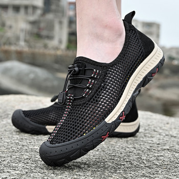 Черни мрежести дишащи мъжки туристически обувки Размер 47 48 Летни туристически сандали на открито Мъжки маратонки Водни обувки Спортни обувки за ходене