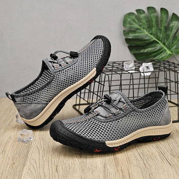 Черни мрежести дишащи мъжки туристически обувки Размер 47 48 Летни туристически сандали на открито Мъжки маратонки Водни обувки Спортни обувки за ходене