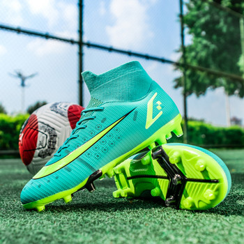 Нови професионални мъжки футболни обувки Високи футболни маратонки FG/TF Леки противоплъзгащи се детски спортни обувки за тревна трева