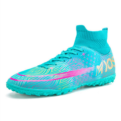 Új fényes futballcipők tüskék kültéri nagy méretű férfi cipők sportcipők divatos magas felső fehér tornacipők uniszex Botas De Futbol