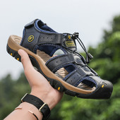 Καλοκαιρινά ζεστά φθηνά μπλε ανδρικά σανδάλια παραλίας Αντιολισθητικά αθλητικά πέδιλα εξωτερικού χώρου Ανδρικά ανδρικά αδιάβροχα δερμάτινα σανδάλια sandalia masculina