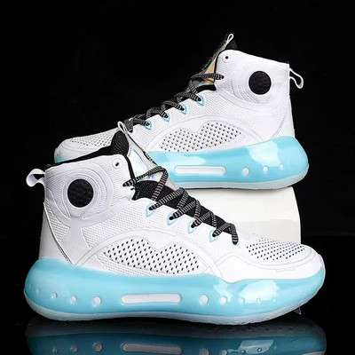 Magas felső, uniszex kosárlabdacsizma, üreges felső, légáteresztő kosárcipő ultrakönnyű fűzős, stabil tartó Tenis Masculino