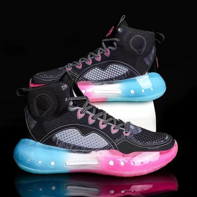 Magas felső, uniszex kosárlabdacsizma, üreges felső, légáteresztő kosárcipő ultrakönnyű fűzős, stabil tartó Tenis Masculino