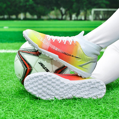 Kiváló minőségű professzionális futballcipők férfi női szupersztár turf futballcipők férfi légáteresztő zokni Futsal cipők botas futbol