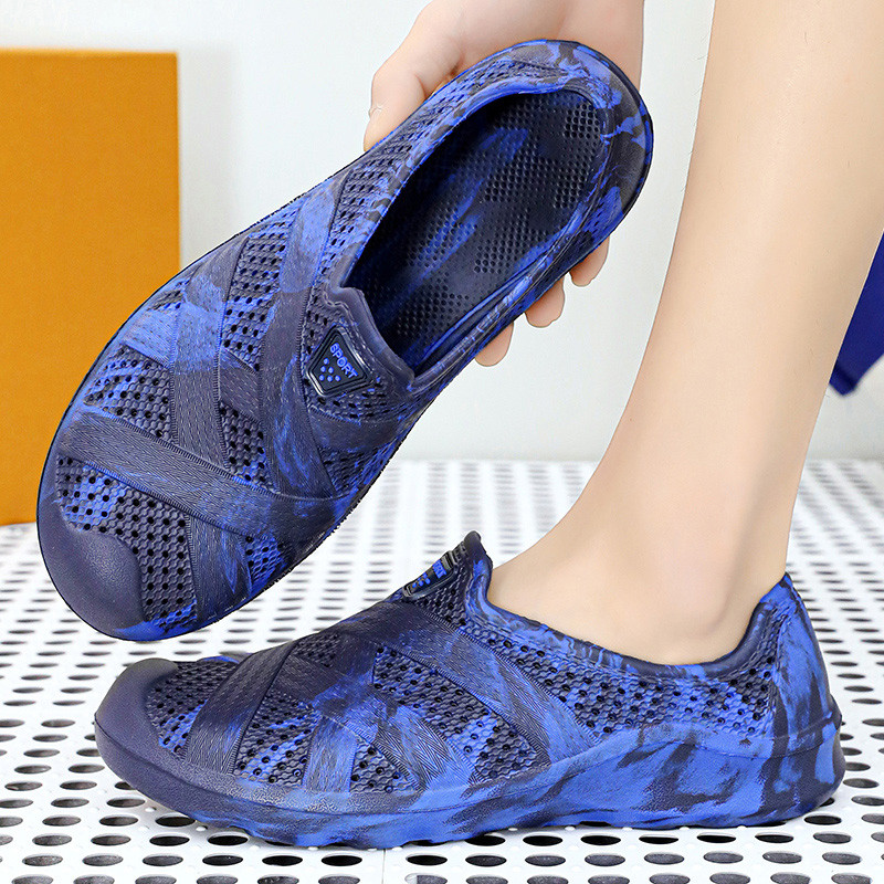 BOANXIL vīriešu vasaras pludmales sandales Modes un daudzpusīgas neslīdošas caurumu kurpes Ērtas un elpojošas āra ikdienas apavi