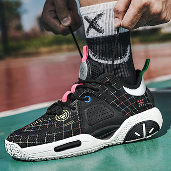 BOANXIL Гумена подметка Противоплъзгащи се баскетболни обувки Моден дизайн Личност Спортни обувки за бягане Практически тренировъчни мъжки обувки