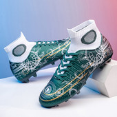 Jauni modes apdrukāti zaļi futbola zābaki vīriešiem sievietēm ar gariem smailiem Profesionāli sporta apavi Futbola skavas Vīriešu Futzāla treniņu apavi