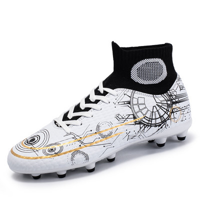 Jauni modes apdrukāti zaļi futbola zābaki vīriešiem sievietēm ar gariem smailiem Profesionāli sporta apavi Futbola skavas Vīriešu Futzāla treniņu apavi