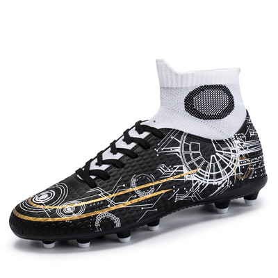 Jauni modes apdrukāti zaļi futbola zābaki vīriešiem sievietēm ar gariem smailiem Profesionāli sporta apavi Futbola skavas Vīriešu Futzāla treniņu apavi