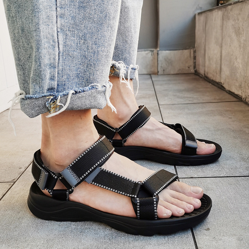 Vasaros prekės ženklo „Sandale“ vyriškos šlepetės Madingos poros Batai Kulkšnies dirželiai Patogūs lauko paplūdimio sandalai Vyriški dideli 46 dydžio sandalai