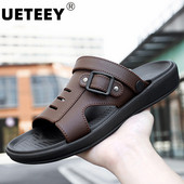 Vīriešu itāļu luksusa čības 2022. gada zīmola bieza zole, mīksta, ērta augstas kvalitātes brūna vīriešu ikdienas pludmales sandalijas čības