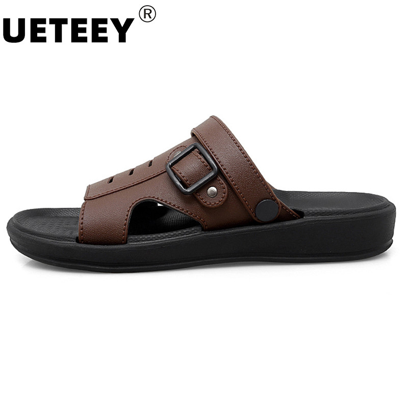 Vīriešu itāļu luksusa čības 2022. gada zīmola bieza zole, mīksta, ērta augstas kvalitātes brūna vīriešu ikdienas pludmales sandalijas čības