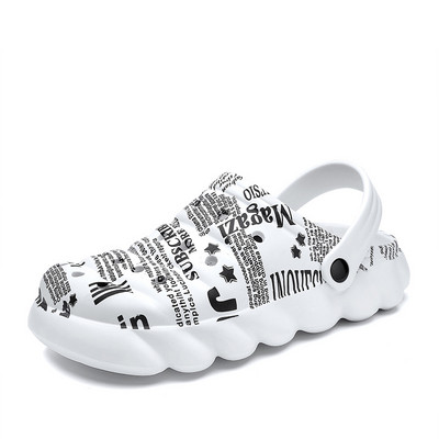 2022. gada vasara Jaunas Vīriešu koka tupeles Sandales EVA Vieglas Pludmales Čības Neslīdošas Mūlis Vīriešu Sieviešu Dārza Tukšas Apavi Ikdienišķas Flip Flops