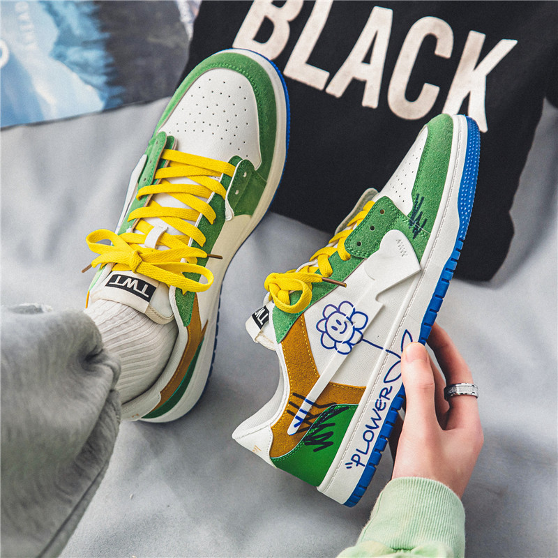 Oriģinālie vīriešu skeitborda apavi Modes apdrukāti vulkanizēti sporta apavi Vīriešu dizaineru apavi Ielu hiphopa plakanas čības vīriešiem