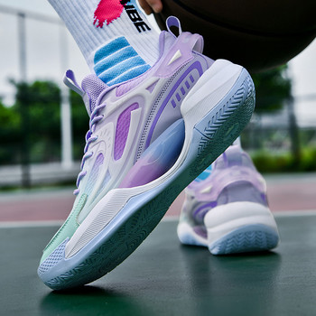 Unisex Purple ανδρικά παπούτσια μπάσκετ Χοντροκομμένα επαγγελματικά αθλητικά αθλητικά παπούτσια Ανδρικά δικτυωτά αθλητικά παπούτσια που αναπνέουν Αντρικό μέγεθος 36-45