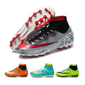 Vīriešu futbola zābaki ar augstu potīti, gari AG nagu skavas apakšā Ērts āra mākslīgā zāliena futbola treniņš zapatos de fútbol