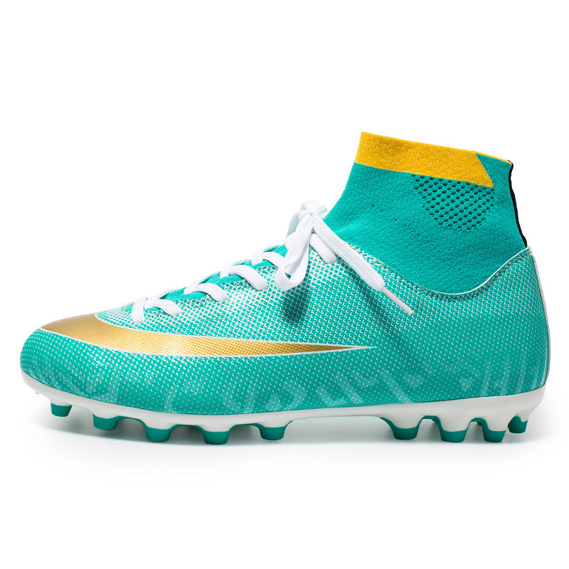 Vīriešu futbola zābaki ar augstu potīti, gari AG nagu skavas apakšā Ērts āra mākslīgā zāliena futbola treniņš zapatos de fútbol
