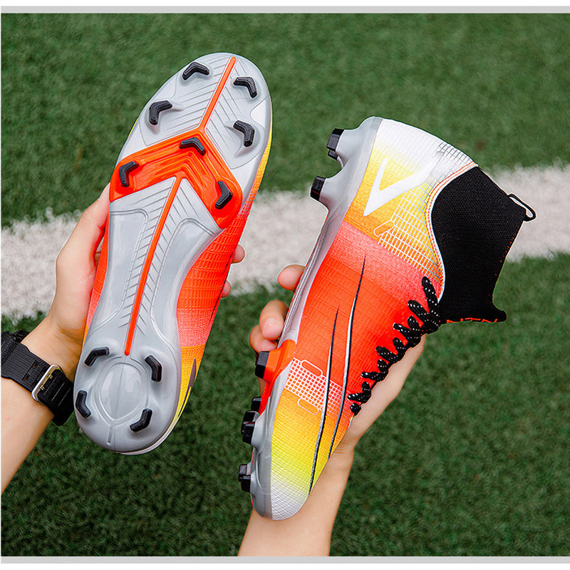 Vyriški futbolo bateliai suvarstomi neslystantys aukštai kulkšnies FG lauko žolės treniruotės Sporto rungtynės Moteriški vaikiški sportbačiai Futbolo batai