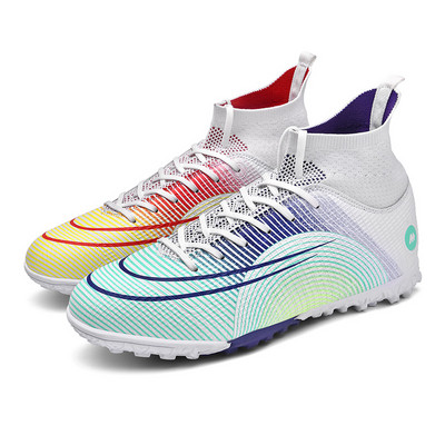 Kiváló minőségű légáteresztő zoknis csizma futball gyerekeknek, hosszú tüskék, professzionális futball tornacipők tinédzser párok futsal kapcsok