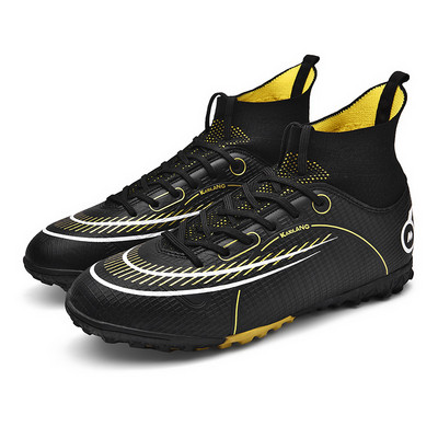 Kiváló minőségű légáteresztő zoknis csizma futball gyerekeknek, hosszú tüskék, professzionális futball tornacipők tinédzser párok futsal kapcsok