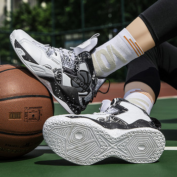 Висококачествени мъжки баскетболни маратонки Устойчиви на износване тренировъчни спортни обувки Удобни високи дамски баскетболни обувки 36-46