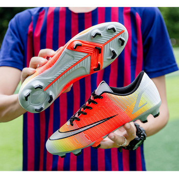 Нови мъжки футболни обувки с дълги шипове с връзки AG Outdoor Grass Football Training Match Sneakers Дамски детски футболни обувки Размер 34-45