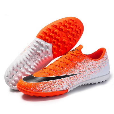 Új férfi focicipő TF kemény pályás alacsony felső Kiváló minőségű kényelmes szabadtéri sport futballedzés felnőtt gyermek női chuteira