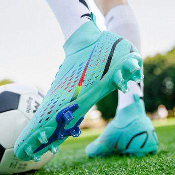 Нов дизайн Модни футболни обувки Мъжки дишащи чорапи Обувки Soocer Cleats Мъжки тревни дълги шипове Футзал маратонки Botas De Futbol