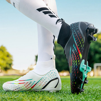 Нов дизайн Модни футболни обувки Мъжки дишащи чорапи Обувки Soocer Cleats Мъжки тревни дълги шипове Футзал маратонки Botas De Futbol
